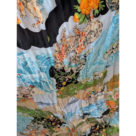 Vintage Liberty House Women's Small Japanese Samurai Geisha Print Maxi Dress 70s - Picture 3 of 7